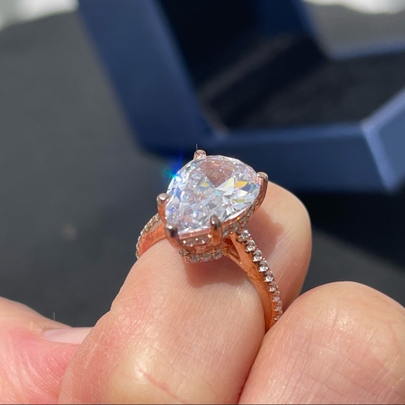 🌟🌟SOLD ITALO JEWELRY rose gold classic PEAR engagement ring brilliant stobox 6 - Picture 3 of 15